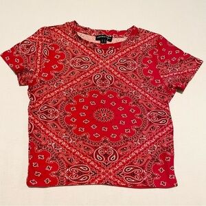 Streetwear Society Paisley Red Bandana Womens Tshirt Size XL Shirt